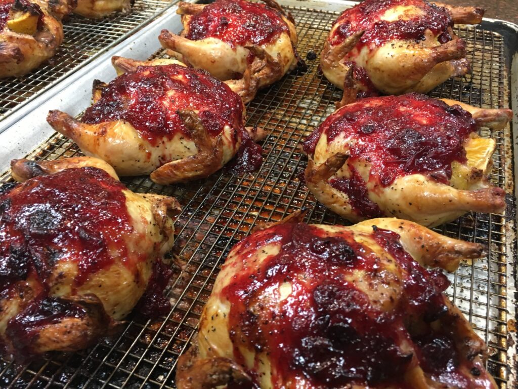 Cornish Game Hens with Cranberry Glaze