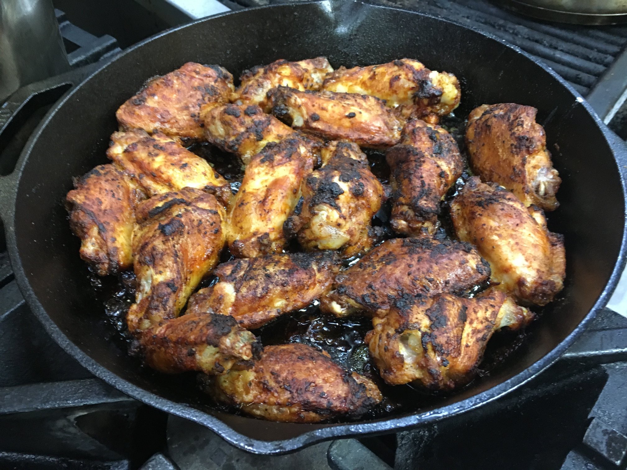 Cast iron chicken wings.