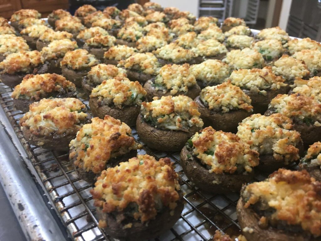 Crab stuffed Portobello mushrooms.