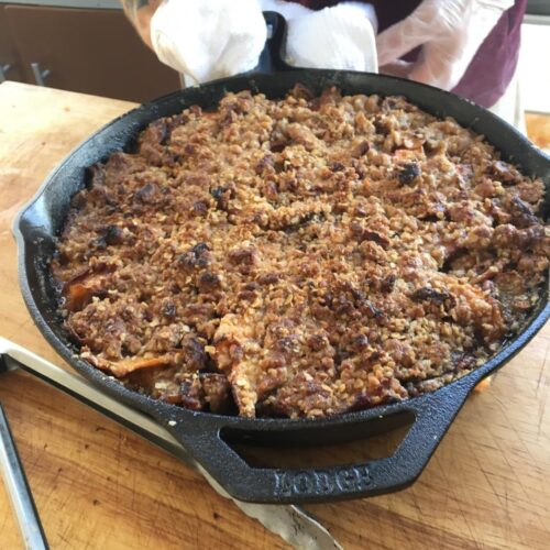 Grilled peach brown betty.