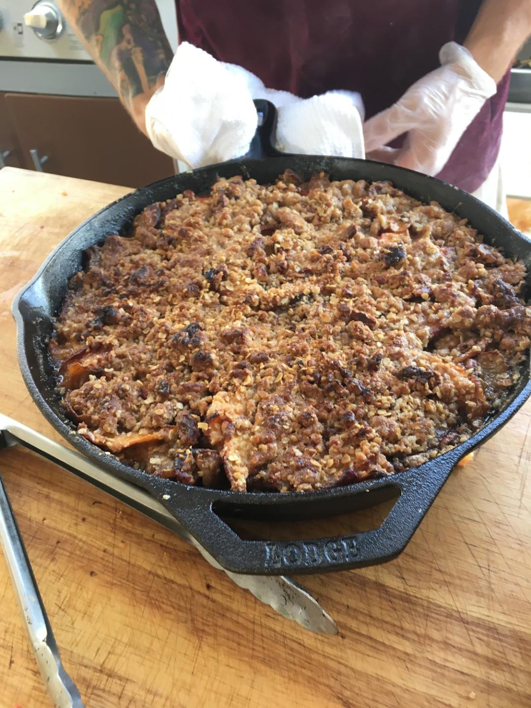 Grilled peach brown betty.